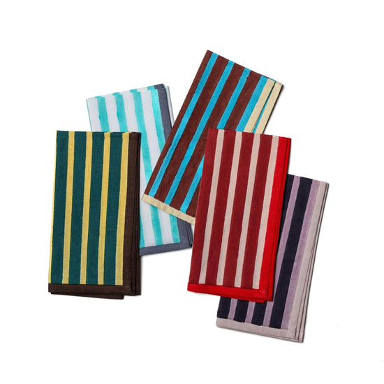 Block Stripe Napkins - Cyan / Russet