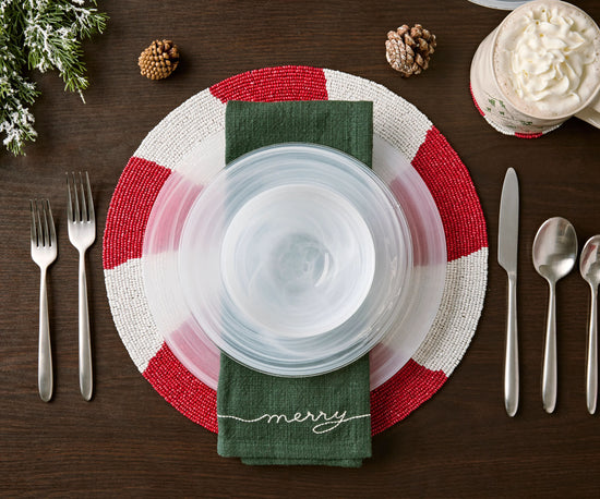 Handmade Beaded Candy Cane Placemat