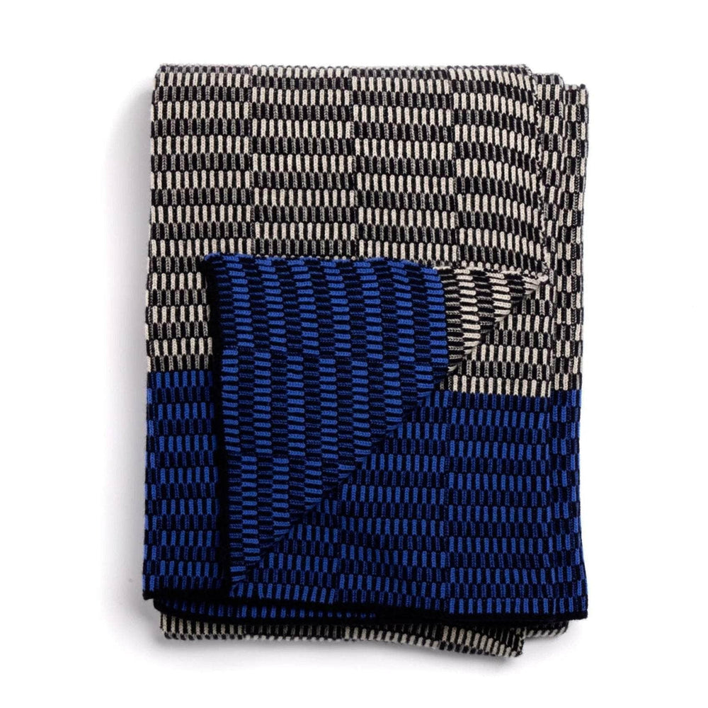 Cozy Checkers Lambswool Blanket - Electric Blue