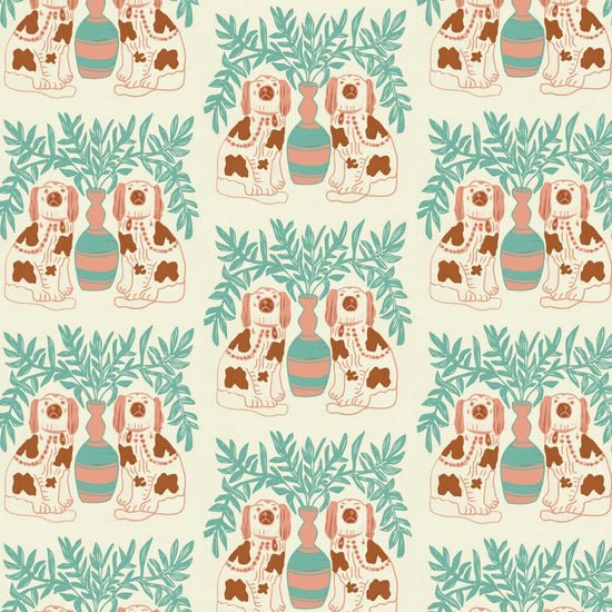 Pair of Dogs Wallpaper - Vintage Brown