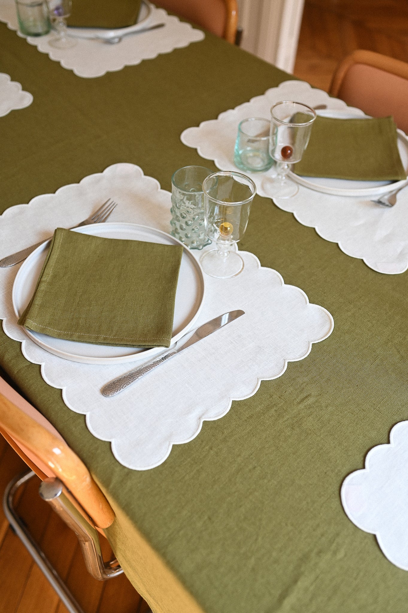 The Olive Green Linen Tablecloth