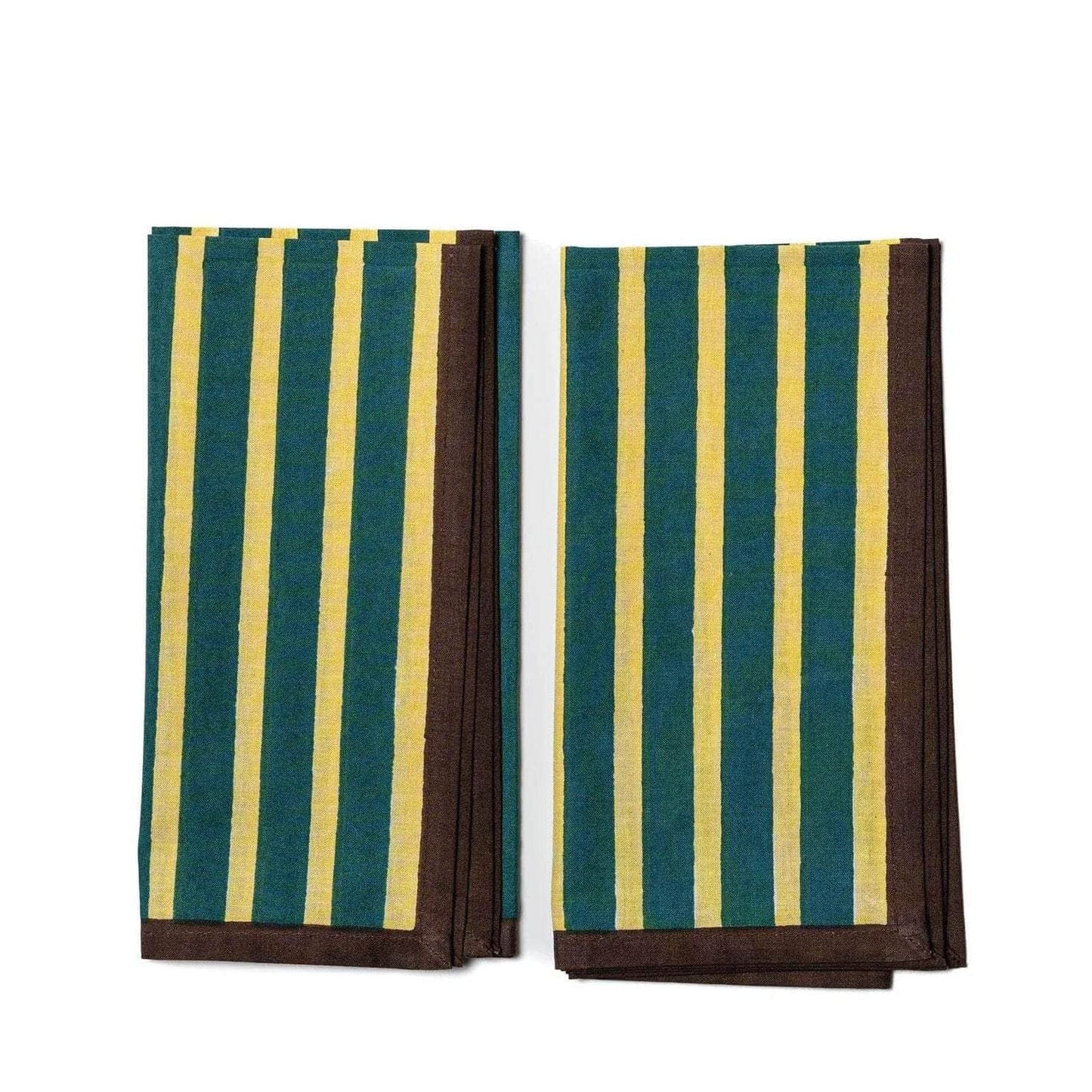 Block Stripe Napkins - Lemon / Forest Green