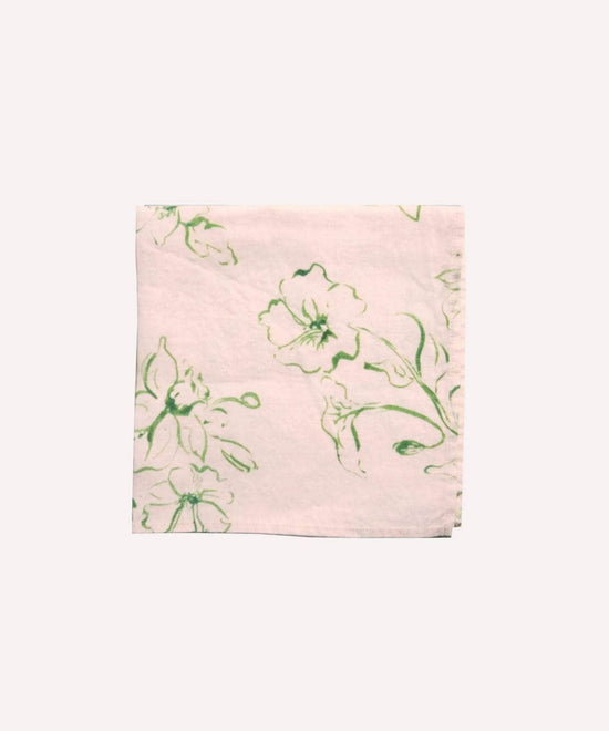 Wild Bloom Green Linen Napkin