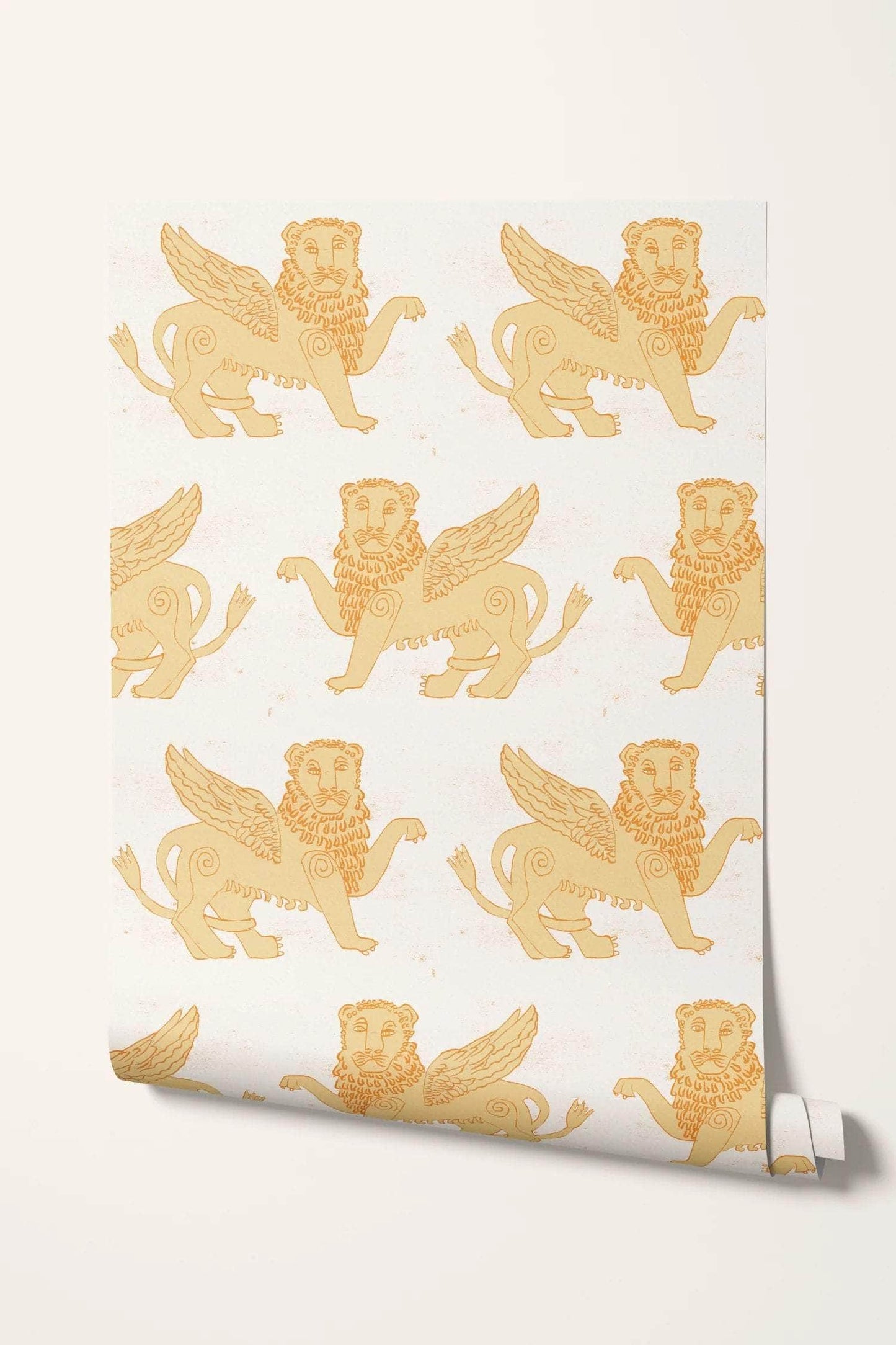 Winged Lion Wallpaper - Mustard