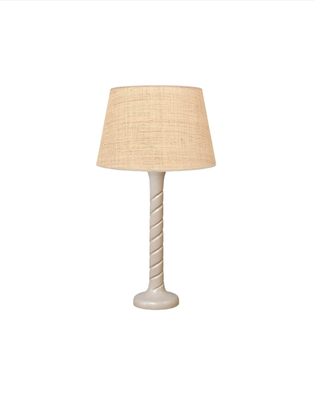 Small Twisted Wooden Table Lamp - Taupe