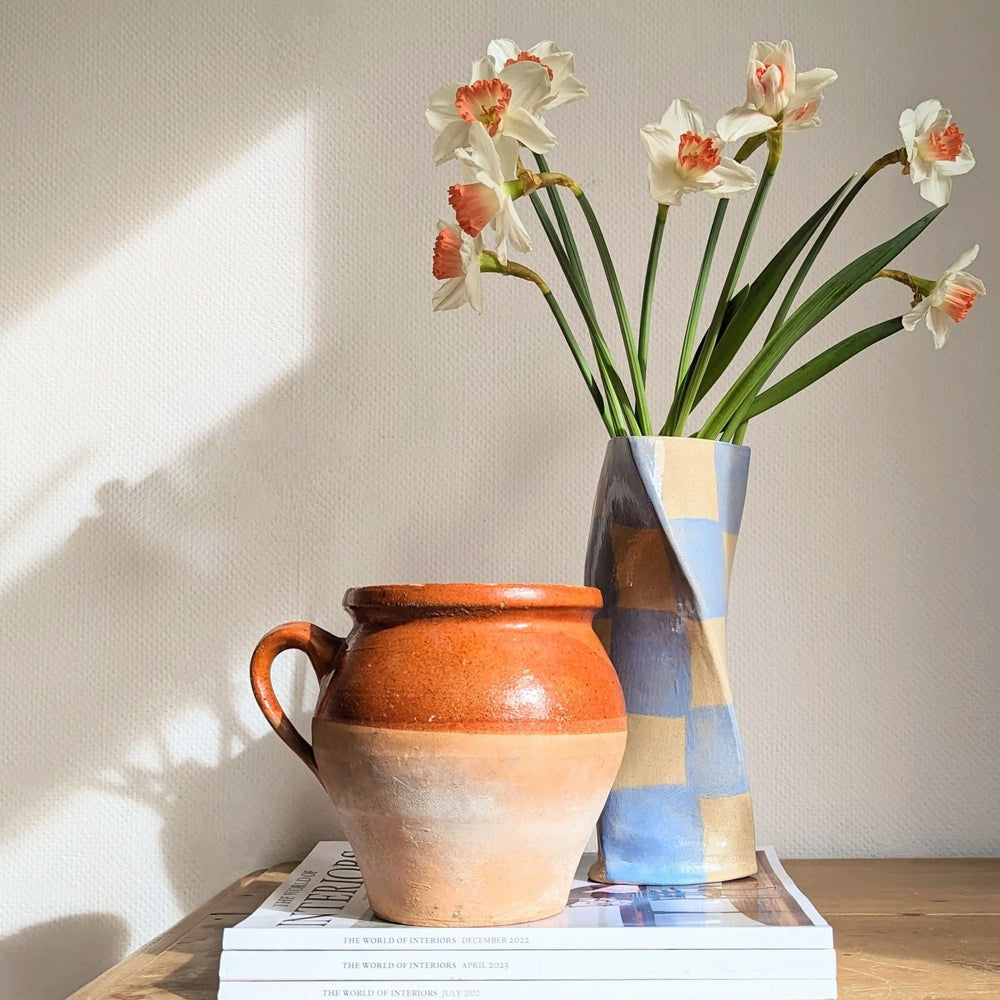 Baby Blue Check Twist Vase