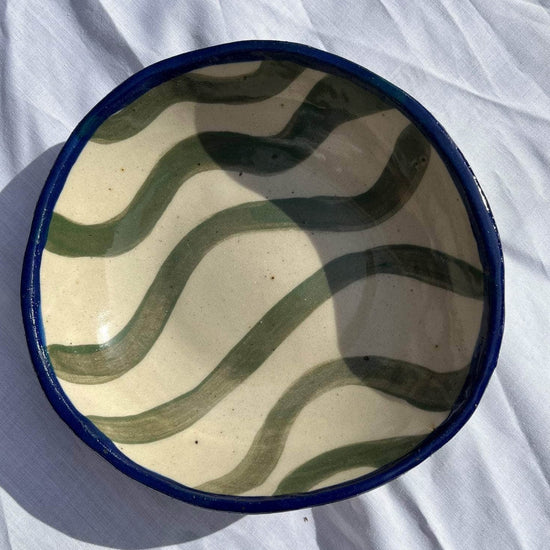 Squiggle Pasta Bowl - Green and Navy