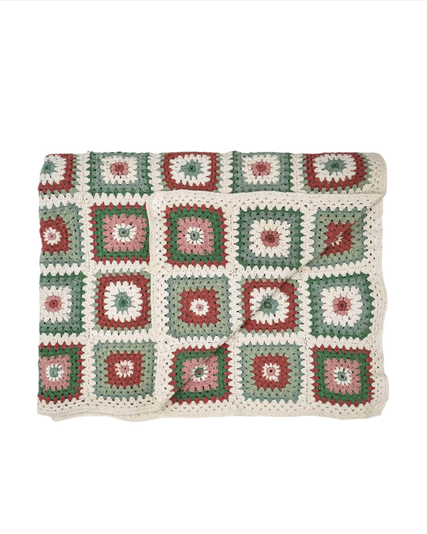 Crochet Throw - Green and Pink