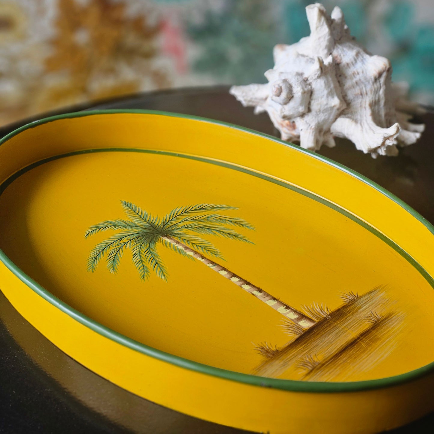 Flora Hand-Painted Iron Tray - Palm Tree