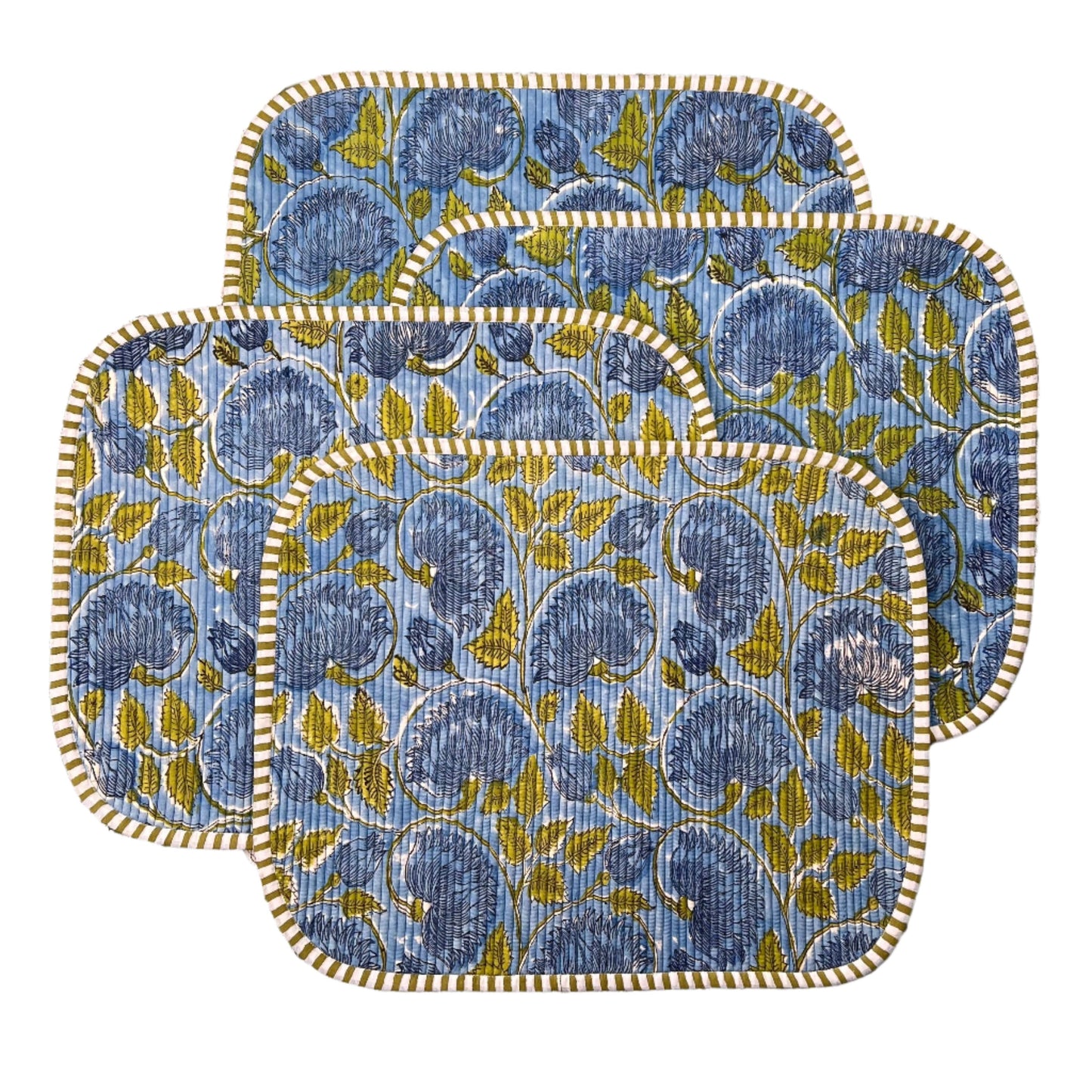 Gift Set: Four Breakfast Placemats (Green Blue)