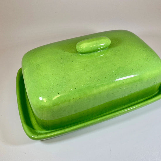 Butter Dish Lime Green Glaze