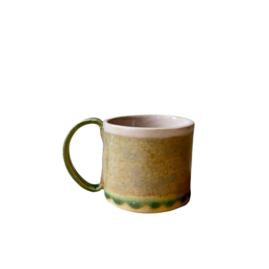 Ceramic Mug with Pink and Green Textural glaze