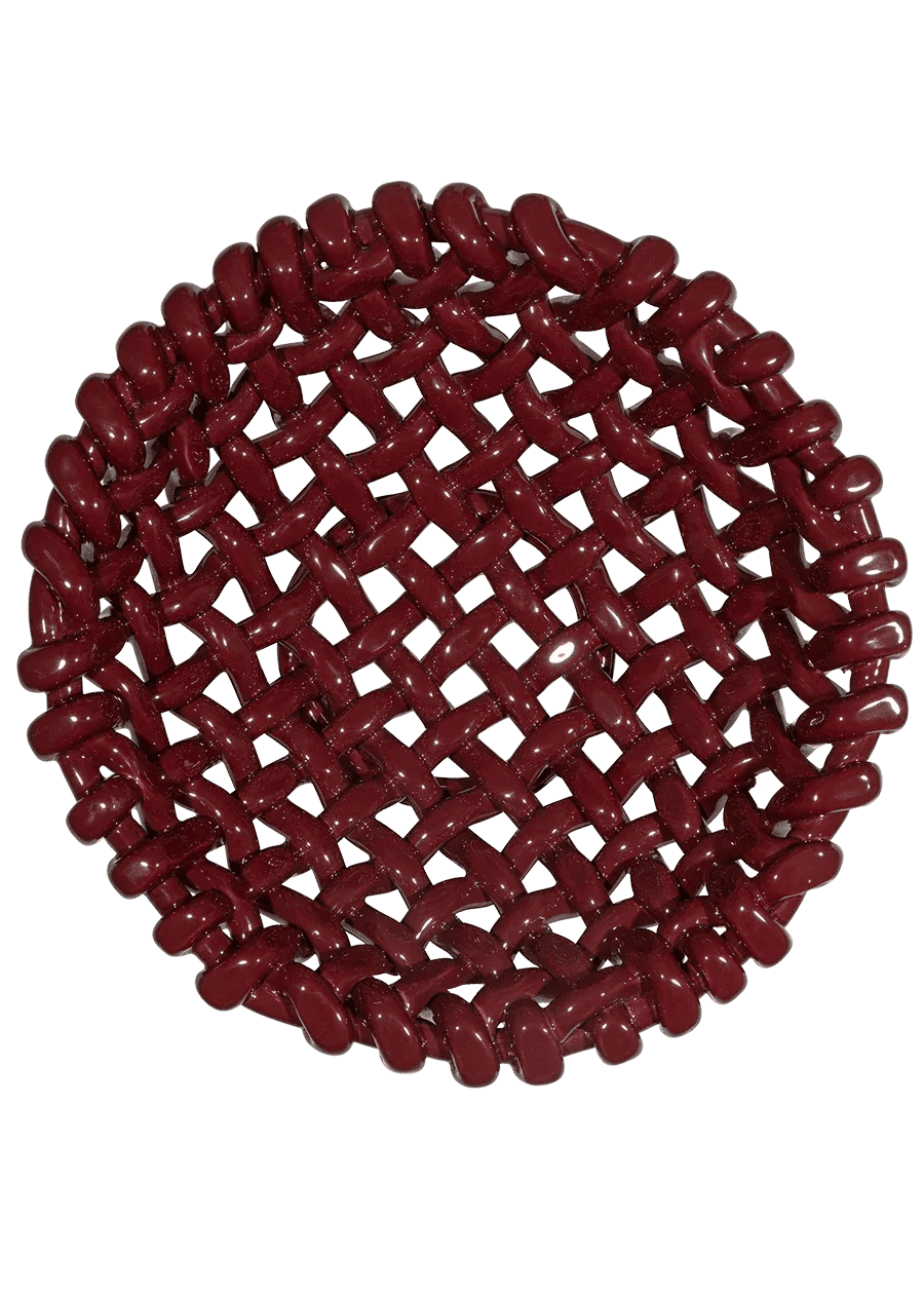 Large Burgundy Basketweave Bowl