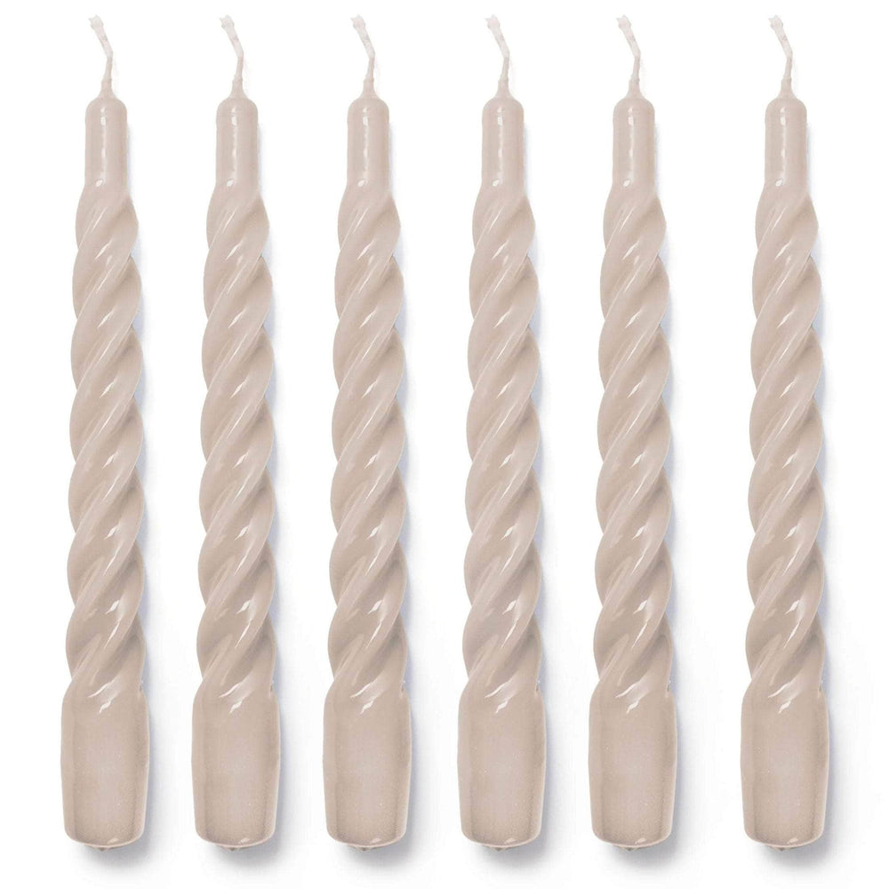 Grey Twisted Gloss Candles - Set of 6