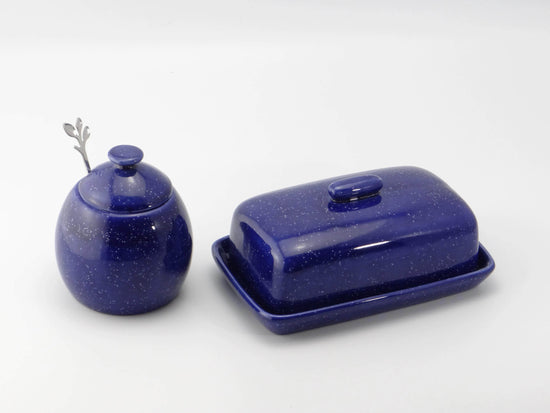 Butter Dish and Sugar Bowl Set Night Sky Glaze