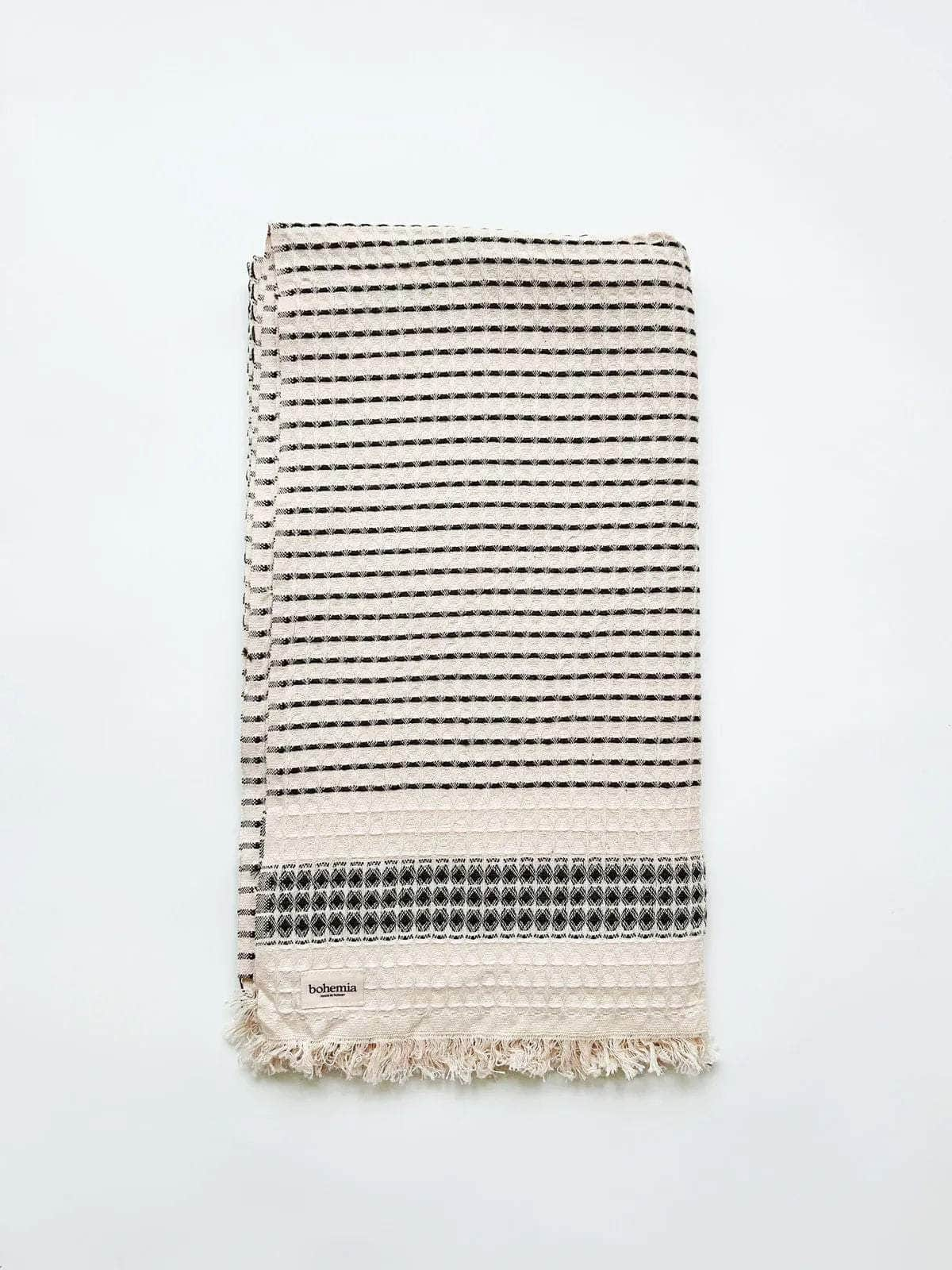 Milos Check Hammam Towel - Charcoal