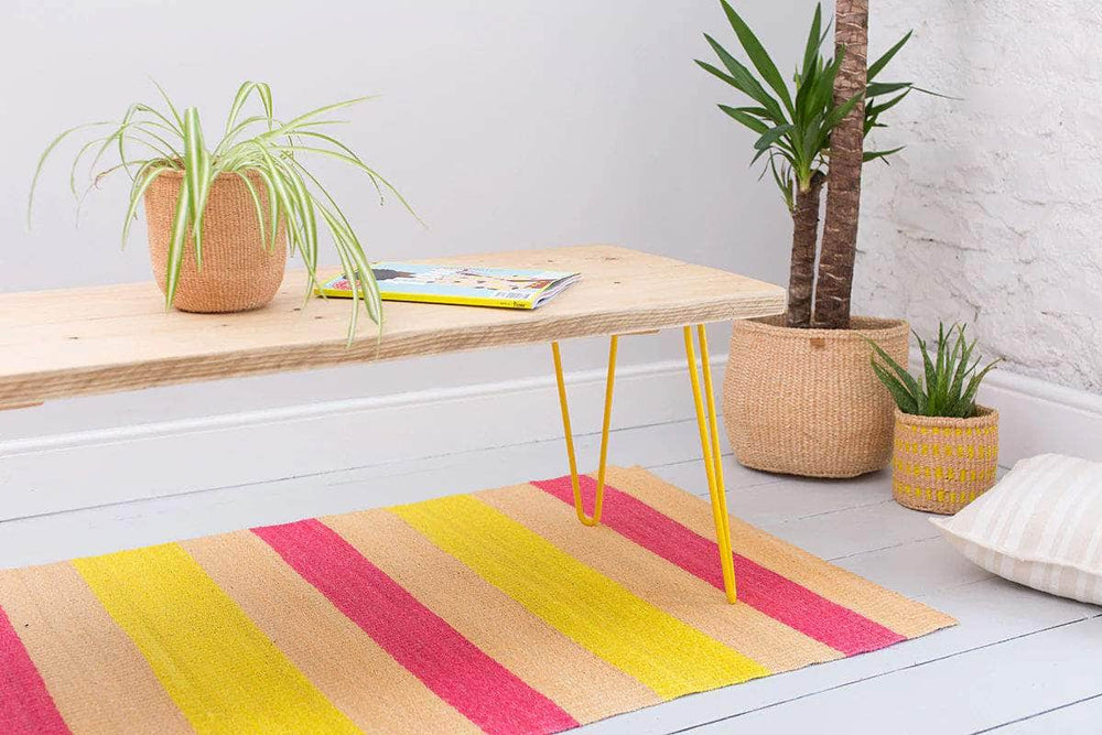 MAKALI: Pink & Yellow Woven Sisal Rug