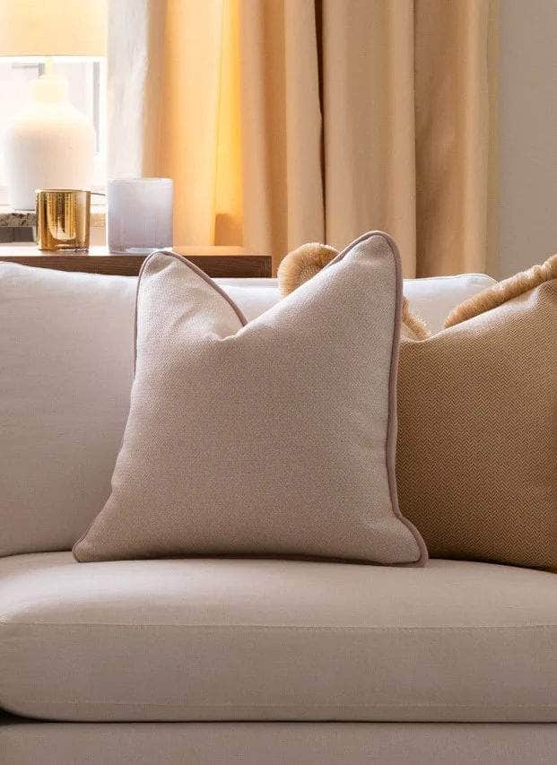 Pillow Cover - The Herringbone Minimalist Pillow Cover - Ivory White & Pink Champagne