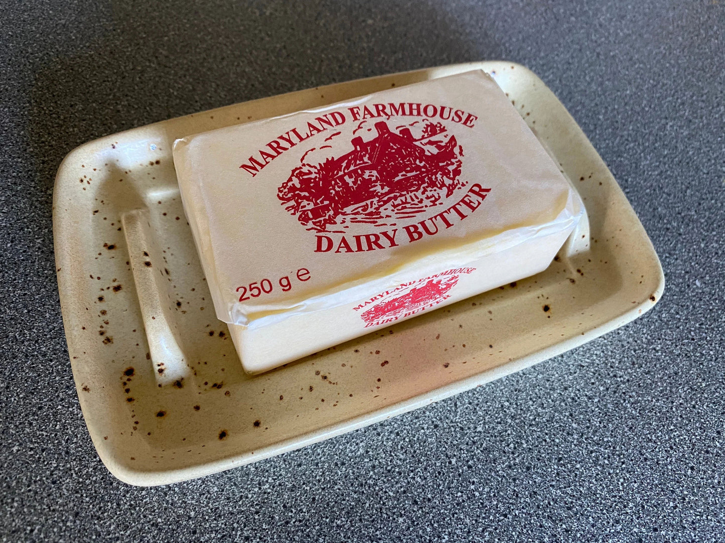 Butter Dish Oatmeal Speckle Glaze