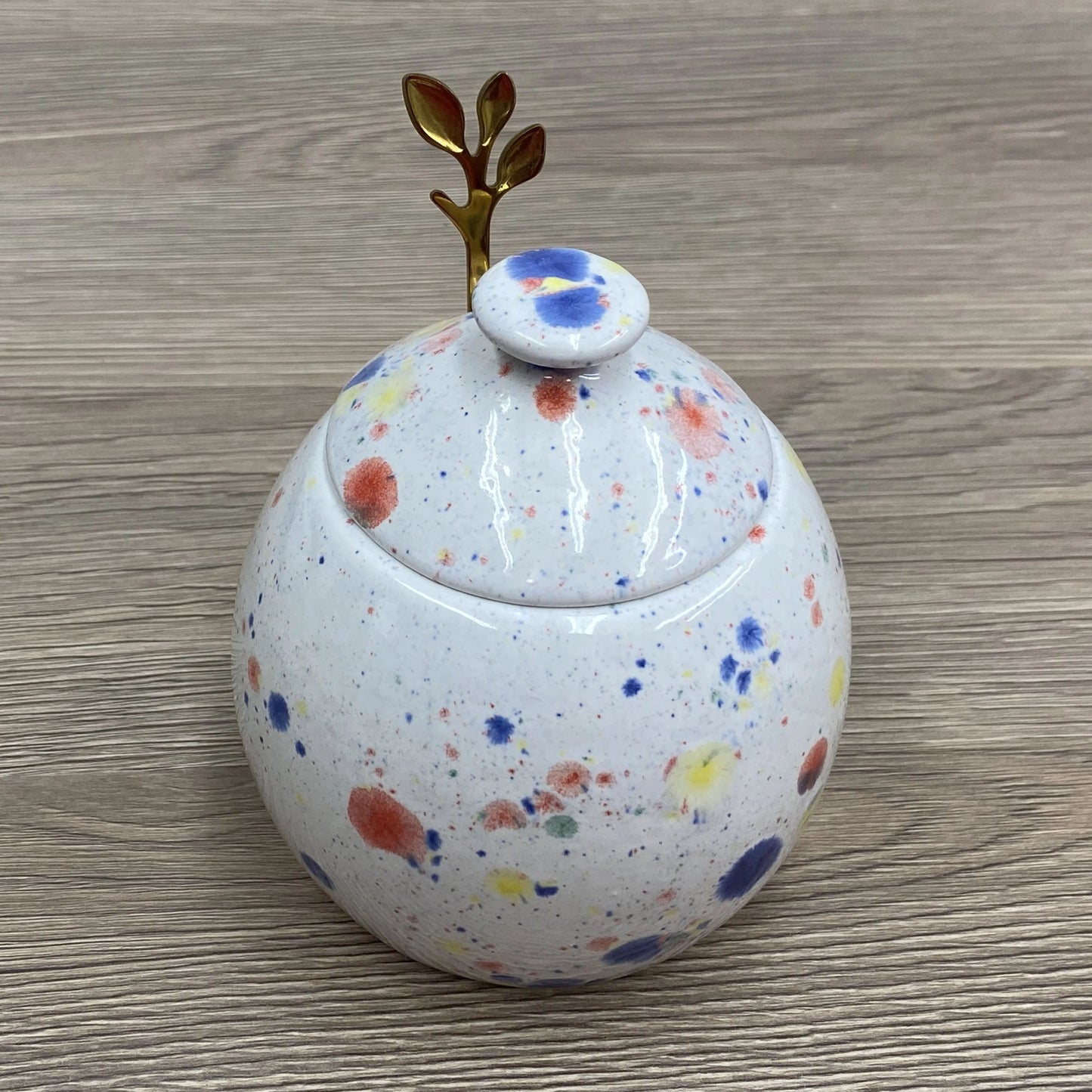 Sugar Bowl with Lid and Spoon in a Celebration Glaze