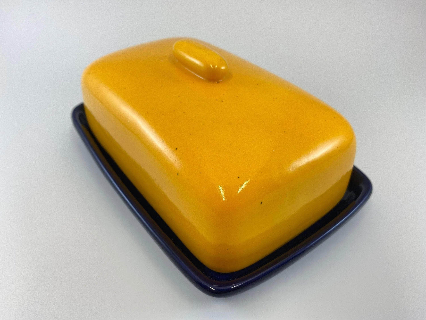 Butter Dish and Sugar Bowl Set - Yellow Speckle Glaze