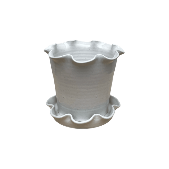 Frilly Pot - White