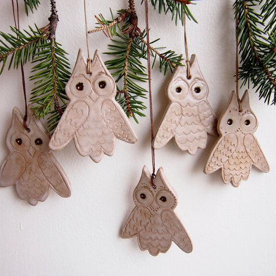 Ceramic Owl Christmas Ornament Decoration