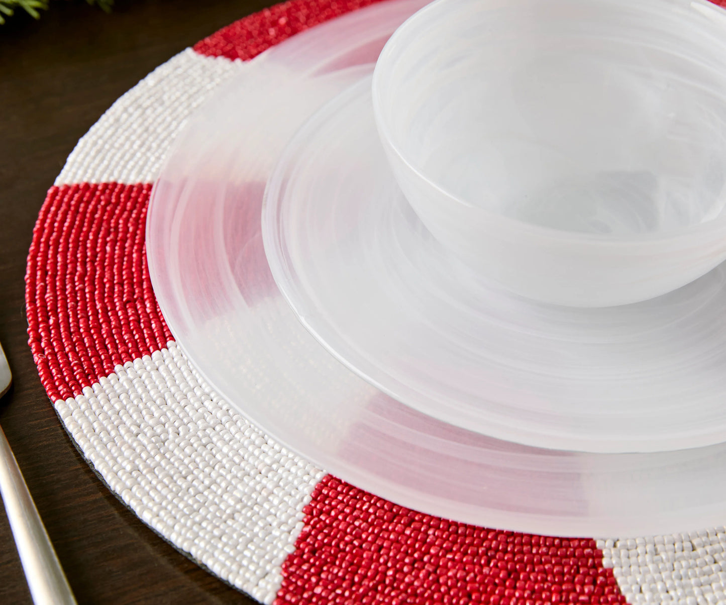 Handmade Beaded Candy Cane Placemat