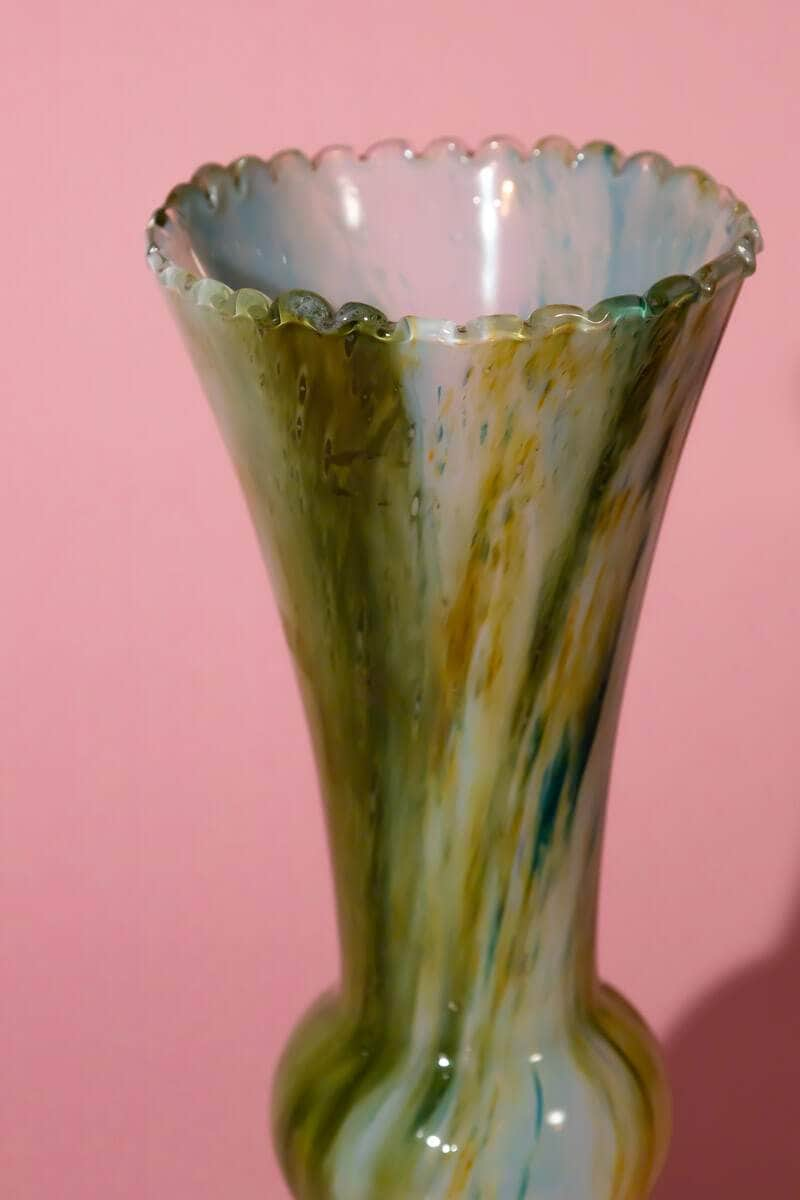 Vintage Speckled Green Art Glass Vase