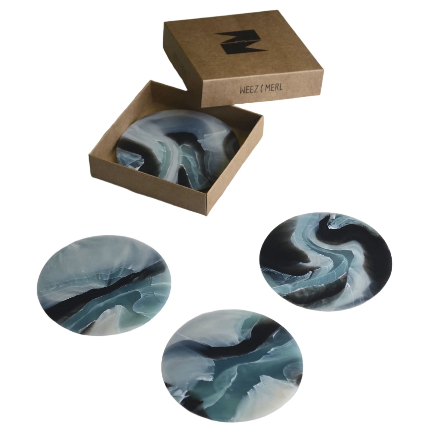 Set of Four Gift-Boxed Tortoiseshell Glacier Coasters