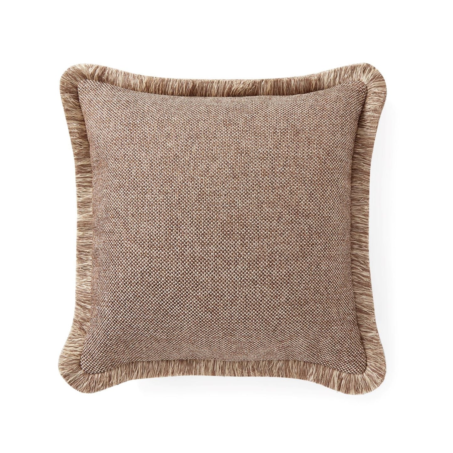 Pillow Cover - Quilted Fringe Pillow Cover - Beige & Brown, Brown Blended Fringe