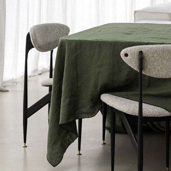 Amara Stitch 100% Linen Tablecloth - Forest Green