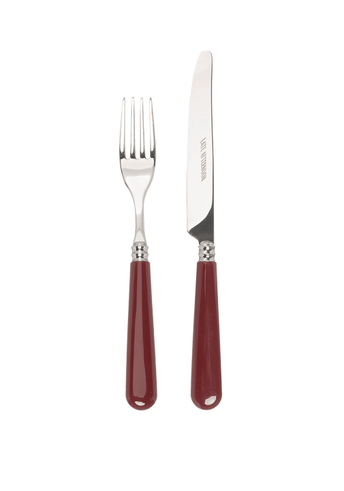 Burgundy Knife and Fork Set