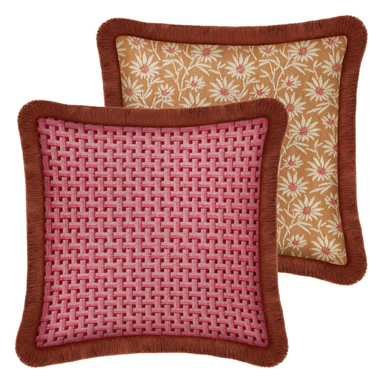 Double Sided Cushion Janis Bordeaux & Pink x Mako Caramel & Ecru