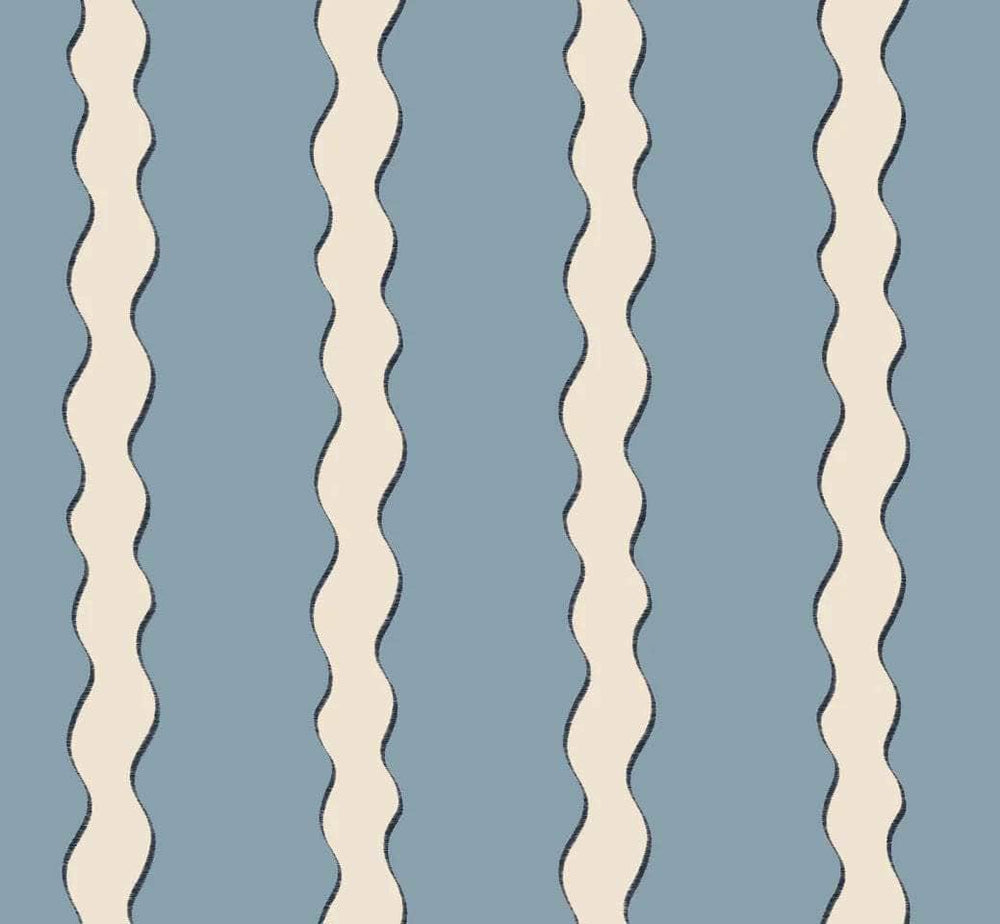 Scroll Stripe Fabric (Sky)