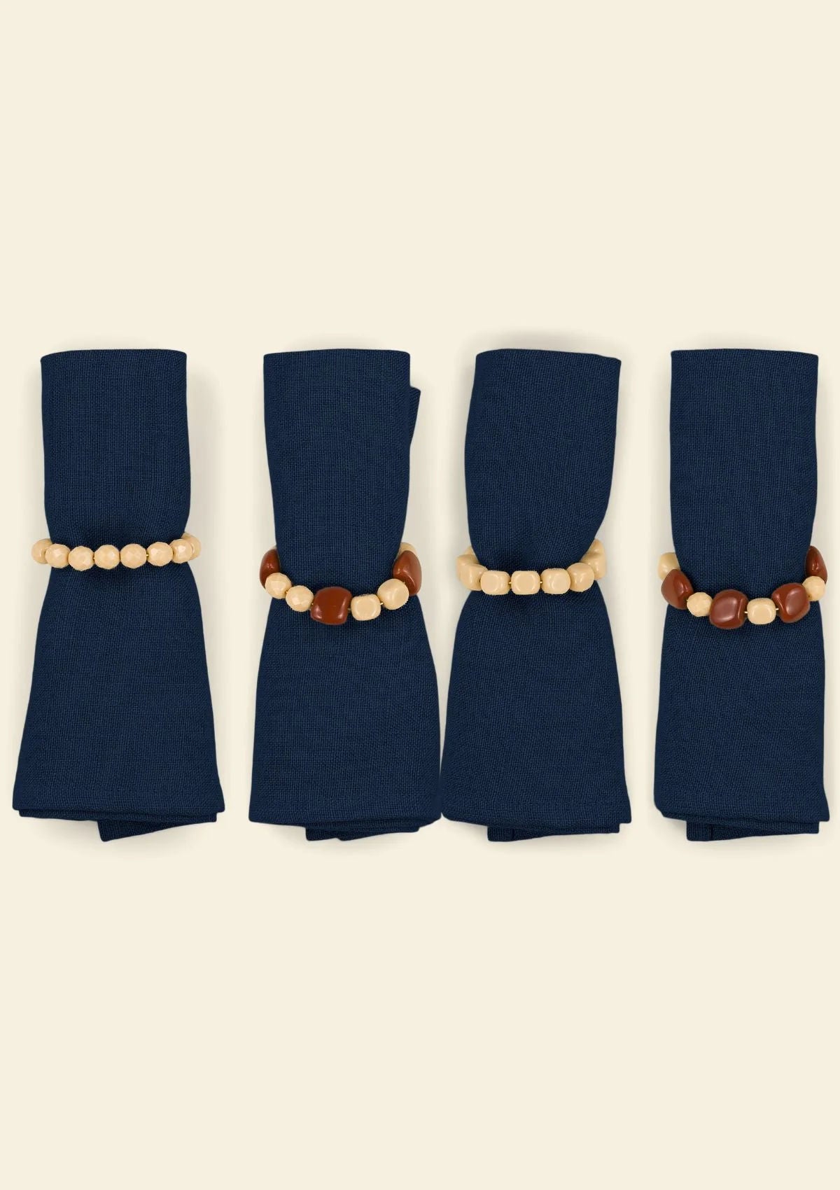 The Ocre & Ivory Beaded Napkin Rings (set of 4)