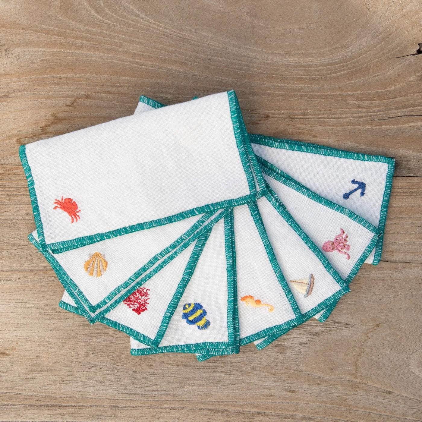 Sea Cocktail Linen Napkins - Set of 8