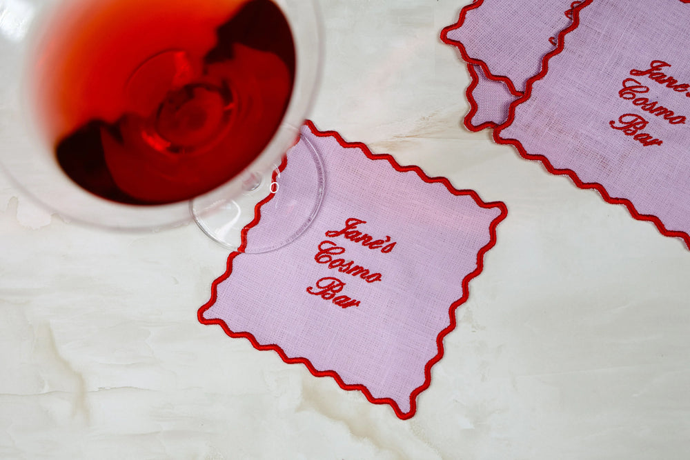 Personalised Square Squiggle Cocktail Napkin