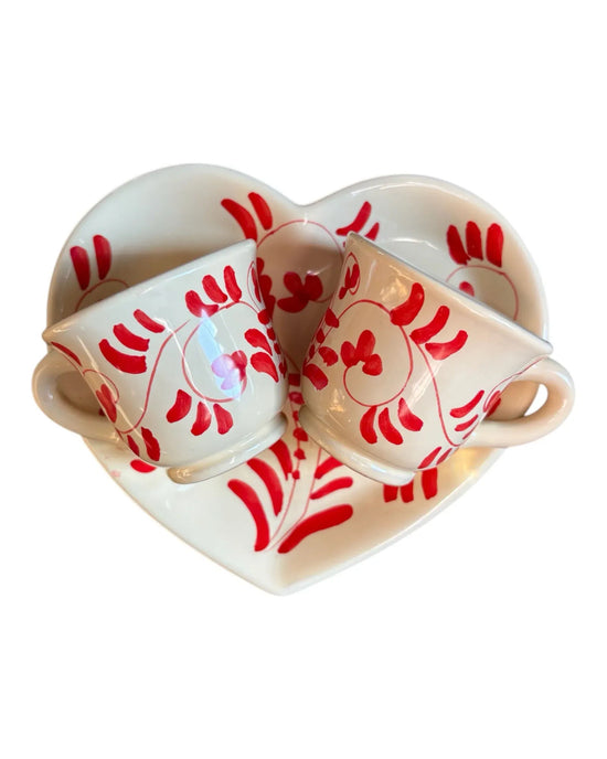 Caffè Cups for 2 on a Heart Shaped Plate