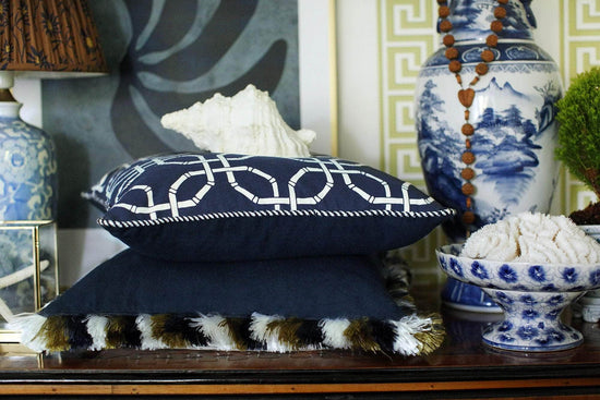 Cushion Jeanne Sand & Navy