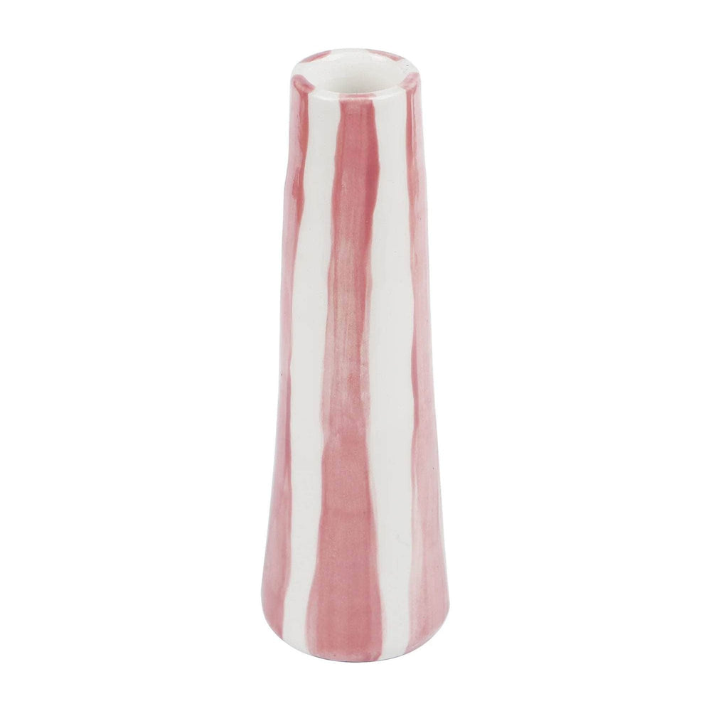 Pink On White Stripes Vase