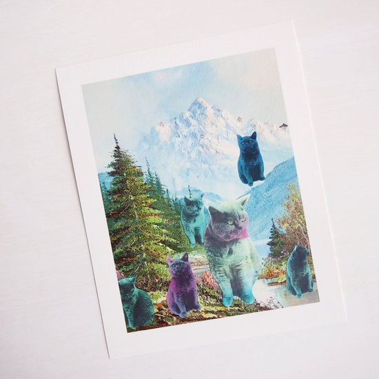 Pastel Cats In The Mountains Giclee Print