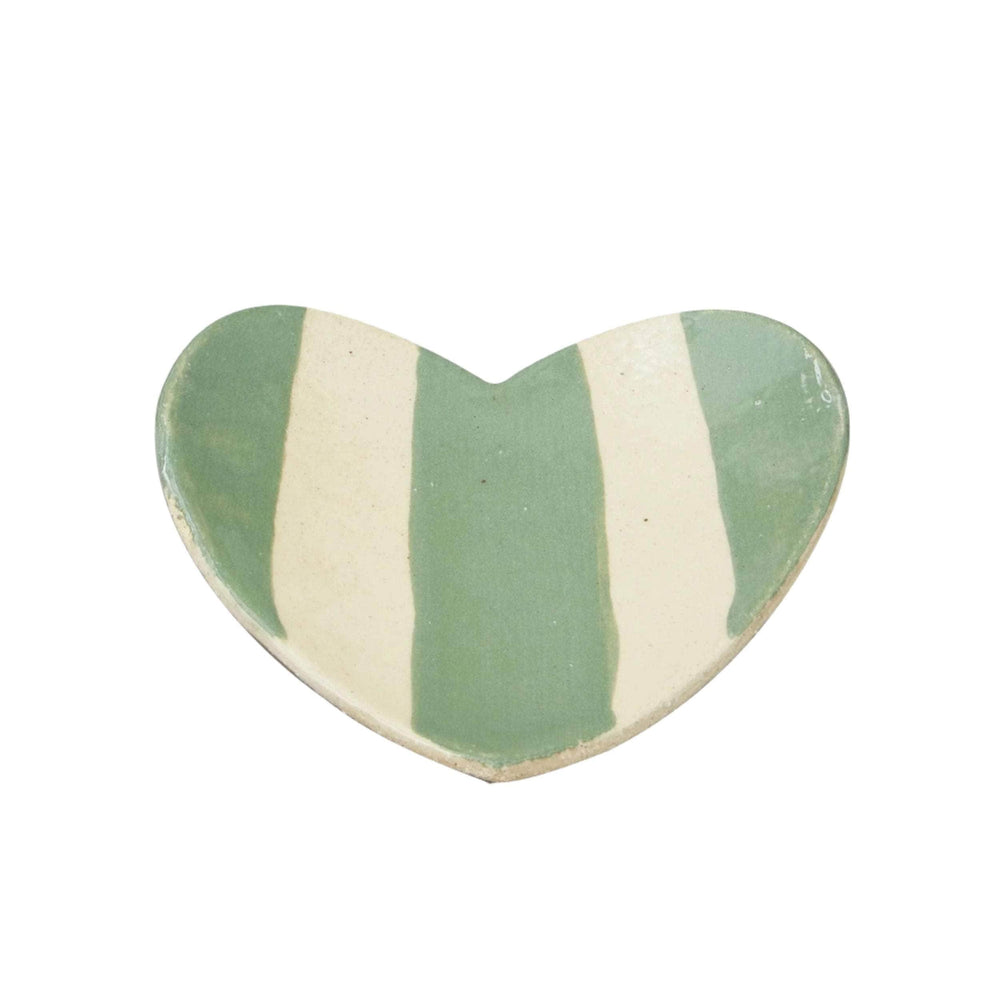 Duci Stripe Heart Trinket Dish Green