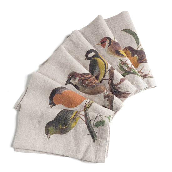 Linen Napkins SMALL BIRDS Set of 6