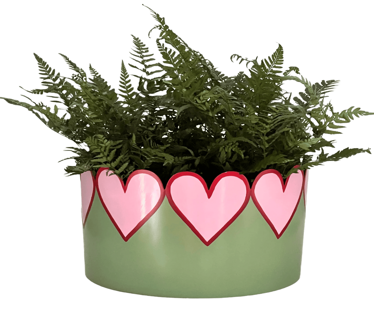 Round Heart Planter Large - Apple Green, Candy Pink and Ruby Red