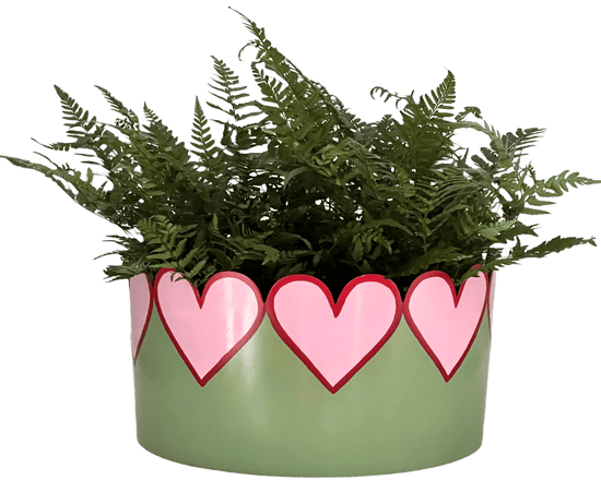 Round Heart Planter Large - Apple Green, Candy Pink and Ruby Red