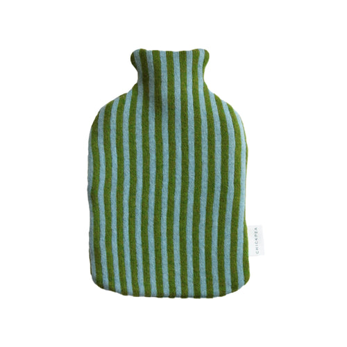 Blue and Moss Bold Stripe Hot Water Bottle