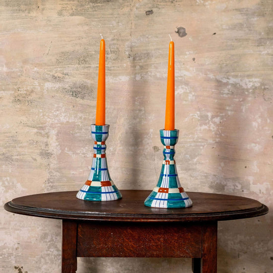 Kente Candlestick, Turquoise