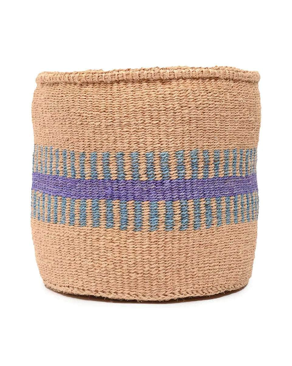 HUDUMA: Purple & Blue Stripe Woven Storage Basket