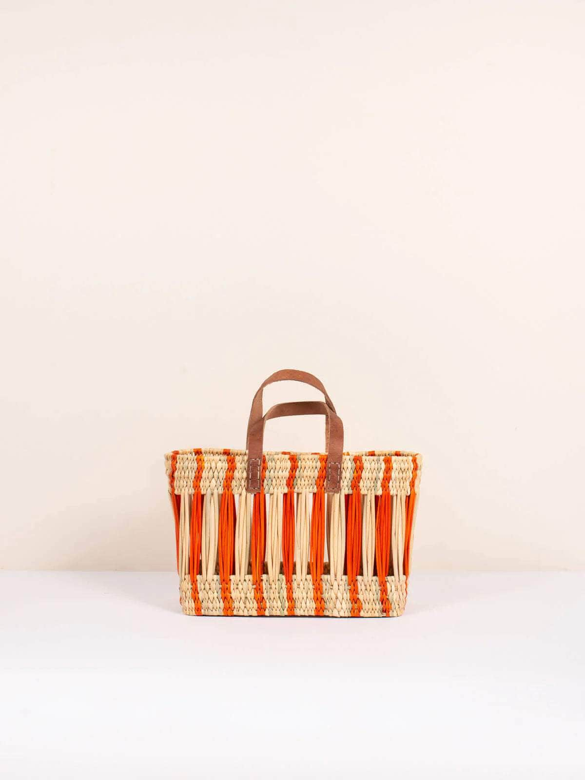 Decorative Reed Basket - Orange Stripe